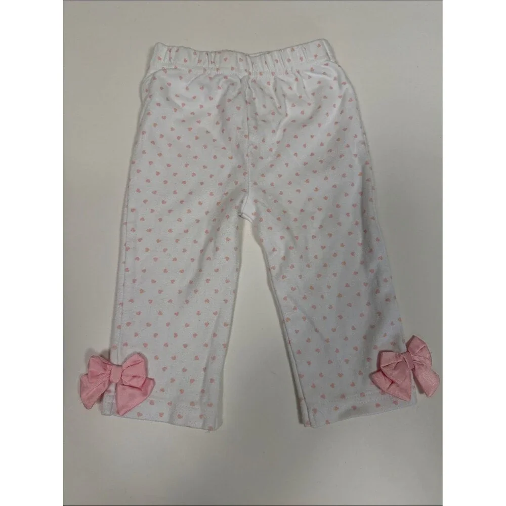 Wendy Bellissimo Baby Girl 2 Piece Pajama Set Pink Hearts Ruffle Bow Size 12M